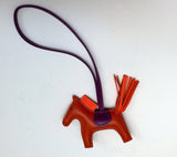 Hermès Rodeo PM Charm in Cornaline Orange Poppy Violet Horse Handbag Small