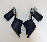 Jimmy Choo Baia 100 Black Suede and Rhinestone Mules Heels Sandals