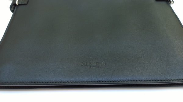 Valentino Garavani Men's Rockstud Black Leather Clutch Bag Wrist Strap New with Dustbag