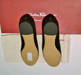 Ferragamo Black Suede Varina Bow Flats US 4.5C