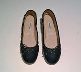 Miu Miu Draped Black Patent Leather Ballet Shoes Pleated Ballerina Flats