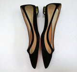 Aquazzura Amal Black Suede and Mesh Cutout Flats Pointy Shoes NIB