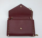 Valentino Garavani Burgundy Textured Leather Chain Bag Purse