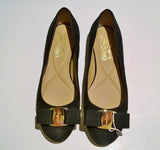 Ferragamo Black Suede Varina Bow Flats US 4.5C
