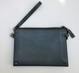 Valentino Garavani Men's Rockstud Black Leather Clutch Bag Wrist Strap New with Dustbag