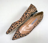 Manolo Blahnik BB Leopard Suede Flats Pointy Shoes New