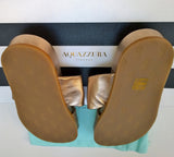 Aquazzura Twist Rose Gold Leather Flat Sandals Slides
