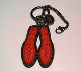 Christian Louboutin M Rubber Lug Sole Metal Keyring Charm in Black and Red