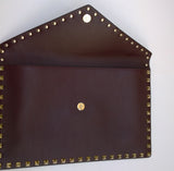 Valentino Garavani Rockstud Envelope Clutch Burgundy Leather Bag