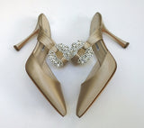 Manolo Blahnik Maidugura 105 Oyster Satin Heels New Mules Maidugura