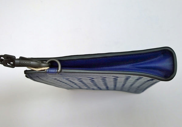 Bottega Veneta Intrecciato Clutch Bag Woven Leather Pouch Purse Blue