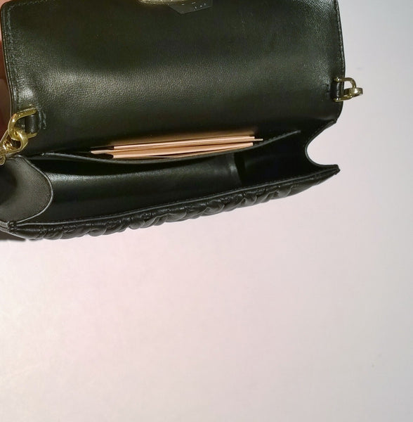 Miu Miu Confidential Black Leather Matelassé Gold Tone Chain Bag Small
