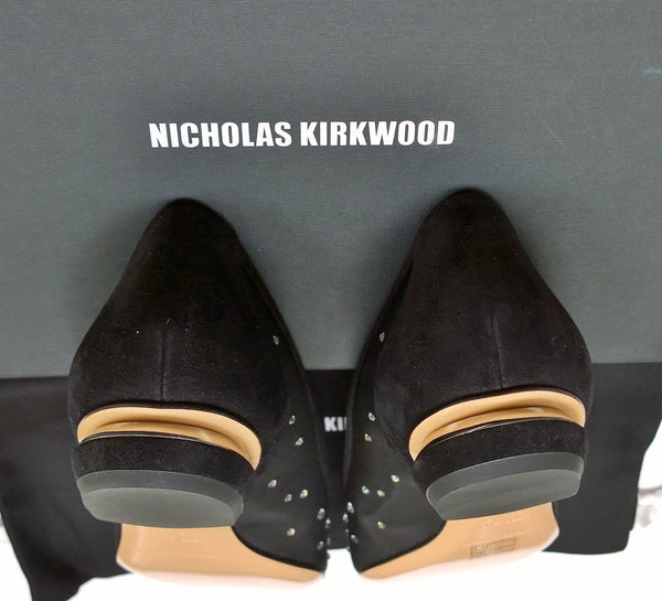 Nicholas Kirkwood Black Mesh Rhinestone Flats