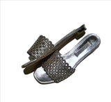 Aquazzura Candy Crystal Silver Rhinestone Flats Sandals Slide
