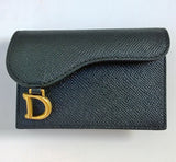 Christian Dior Saddle Black Textured Leather Card Case Wallet