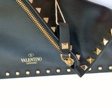 Valentino Garavani Rockstud Clutch Bag in Black Leather Gold Studs Evening Handbag