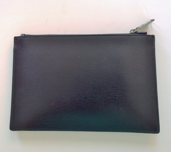 Christian Dior Navy Leather Flower Clutch Pouch Homme