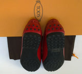 Tod's Gommino Rubber Dots Loafers in True Red Leather Flats