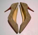 Christian Louboutin Kate 85 Fennec Khaki Brown Suede Heels Veau Velours
