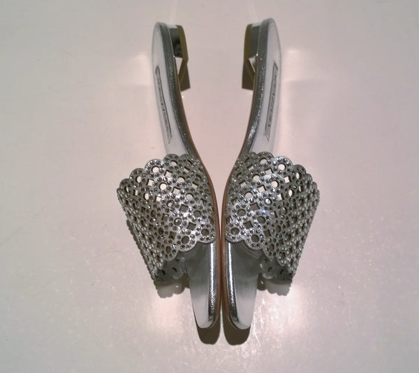 Aquazzura Candy Crystal Silver Rhinestone Flats Sandals Slide