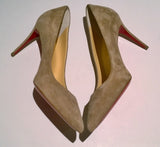 Christian Louboutin Kate 85 Fennec Khaki Brown Suede Heels Veau Velours