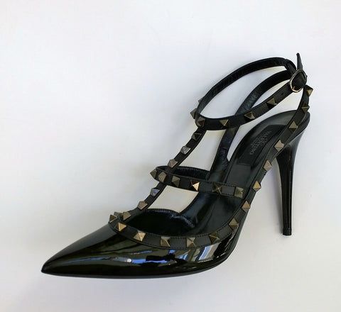 Valentino Garavani Rockstud Noir Black Patent High Heels 100