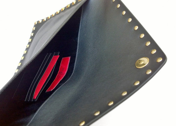 Valentino Garavani Rockstud Envelope Clutch in Large Black Leather