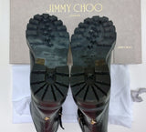 Jimmy Choo Youth Black Leather Biker Ankle Boots with Lug Rubber Sole