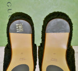 Gucci Eileen Interlocking G Shearling Slides in Black Flats GG