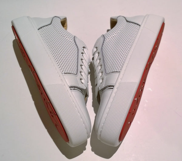 Christian Louboutin Vieirissima Perforated White Leather Sneakers Vierissima Trainers