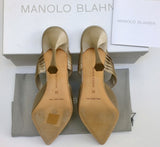Manolo Blahnik Maidugura 105 Oyster Satin Heels New Mules Maidugura