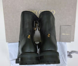 Jimmy Choo Youth Black Leather Biker Ankle Boots with Lug Rubber Sole