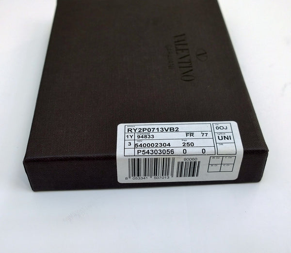 Valentino Garavani Rockstud Men's Wallet in Black and Green Leather Card Wallet Case