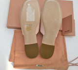 Miu Miu Pink Patent Sandals Leaf Crystals Flat Slides