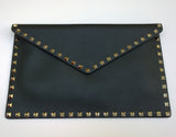 Valentino Garavani Rockstud Envelope Clutch in Large Black Leather