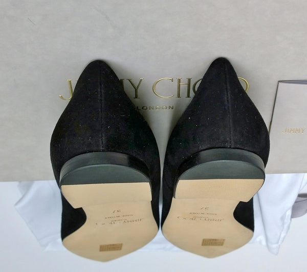 Jimmy Choo Romy Black Suede Pointy Flats Ballerina Shoes