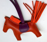 Hermès Rodeo PM Charm in Cornaline Orange Poppy Violet Horse Handbag Small