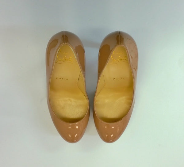 Christian Louboutin Bianca 140 Nude Patent Platform Heels