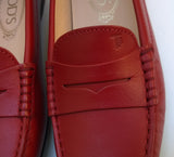 Tod's Gommino Rubber Dots Loafers in True Red Leather Flats