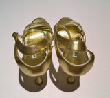Manolo Blahnik Caracol 105 Gold Nappa Leather Sandals Heels NIB