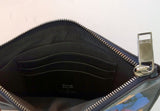 Christian Dior Navy Leather Flower Clutch Pouch Homme