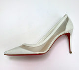 Christian Louboutin Galativi 85 White Leather and Mesh Heels Bridal Wedding Shoes