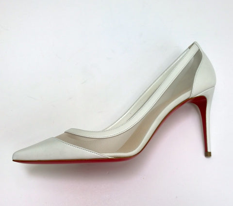 Christian Louboutin Galativi 85 White Leather and Mesh Heels Bridal Wedding Shoes