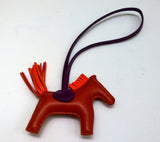 Hermès Rodeo PM Charm in Cornaline Orange Poppy Violet Horse Handbag Small