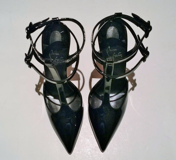 Christian Louboutin Maravilla 100 Black Patent Heels