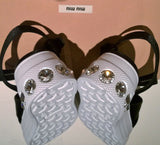 Miu Miu Black Satin Rhinestone Platform Sandals
