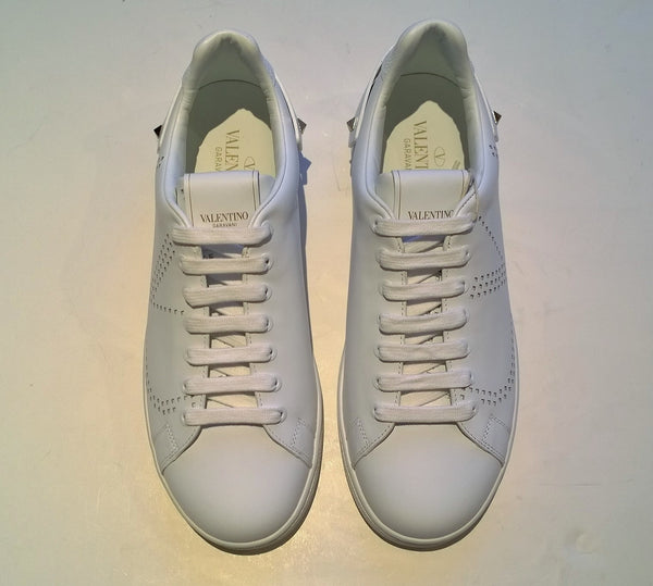 Valentino Garavani Backnet White Leather Sneakers Rockstuds