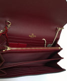 Valentino Garavani Burgundy Textured Leather Chain Bag Purse