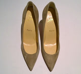 Christian Louboutin Kate 85 Fennec Khaki Brown Suede Heels Veau Velours