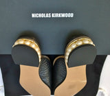 Nicholas Kirkwood Casati Pearl Loafers Black Croc Embossed Leather Moccasin Mule Flats